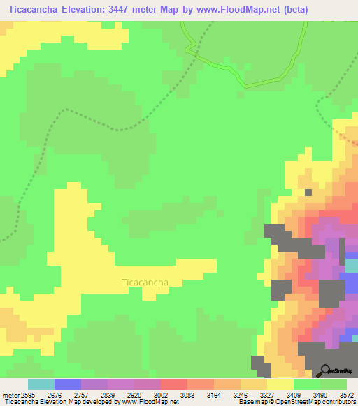 Ticacancha,Peru Elevation Map