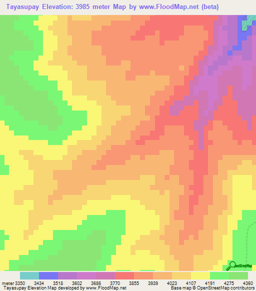 Tayasupay,Peru Elevation Map