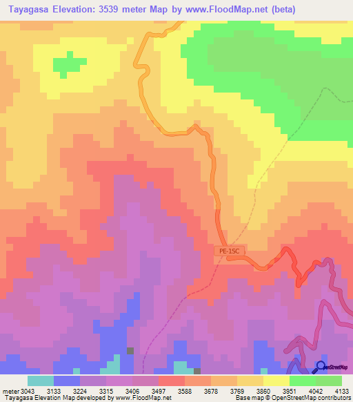 Tayagasa,Peru Elevation Map