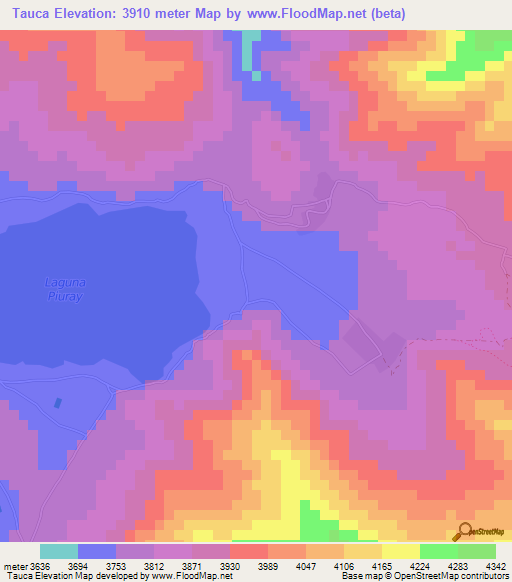 Tauca,Peru Elevation Map