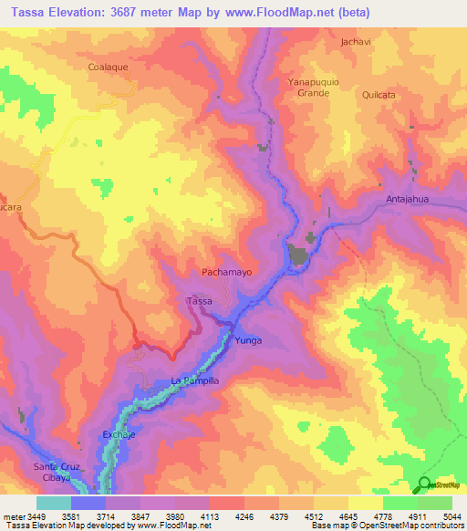 Tassa,Peru Elevation Map