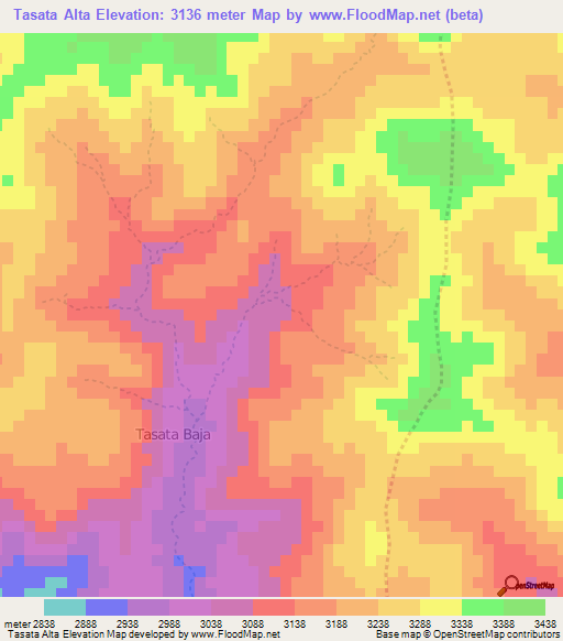 Tasata Alta,Peru Elevation Map