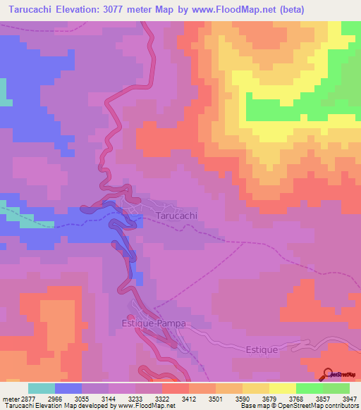 Tarucachi,Peru Elevation Map