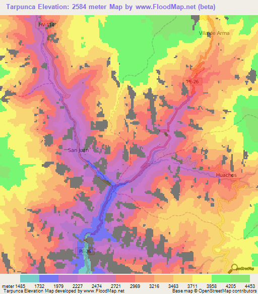 Tarpunca,Peru Elevation Map