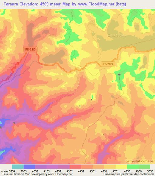 Taraura,Peru Elevation Map