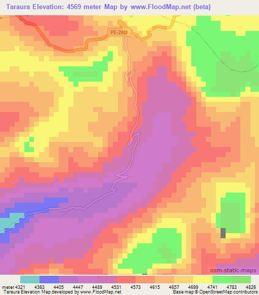 Taraura,Peru Elevation Map