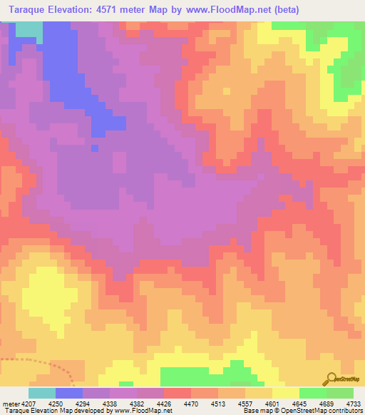 Taraque,Peru Elevation Map