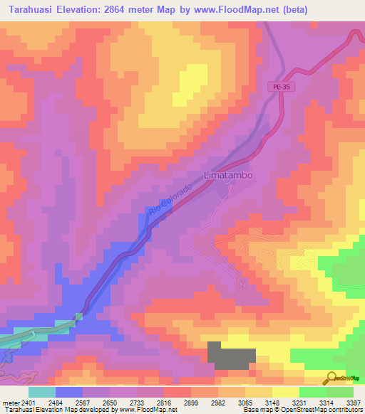 Tarahuasi,Peru Elevation Map
