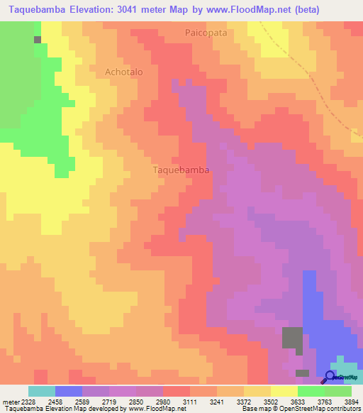 Taquebamba,Peru Elevation Map
