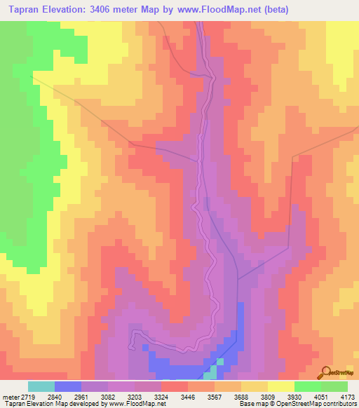 Tapran,Peru Elevation Map