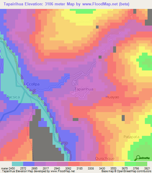 Tapairihua,Peru Elevation Map