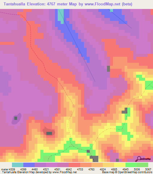 Tantahualla,Peru Elevation Map