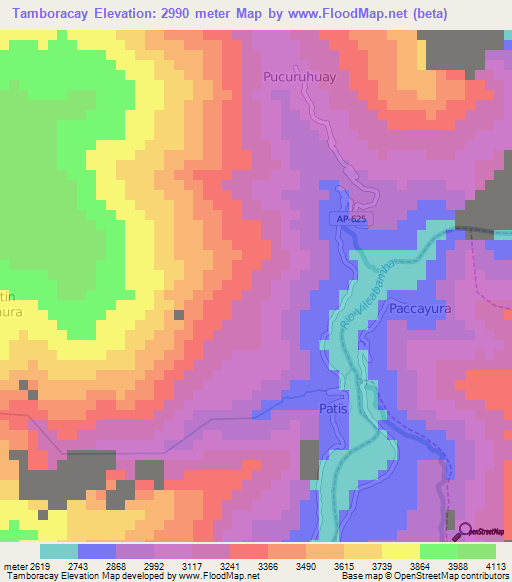 Tamboracay,Peru Elevation Map