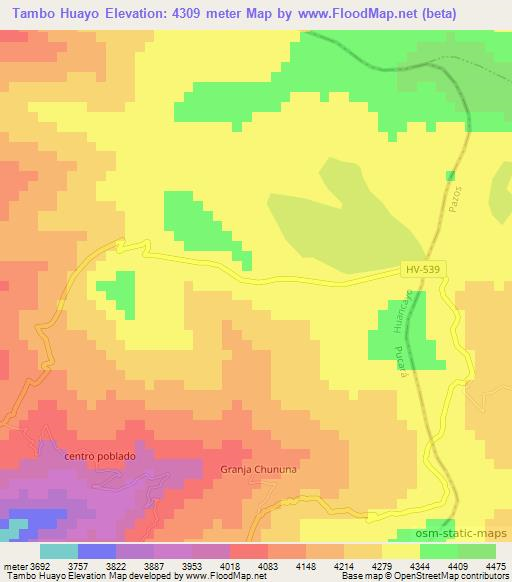 Tambo Huayo,Peru Elevation Map