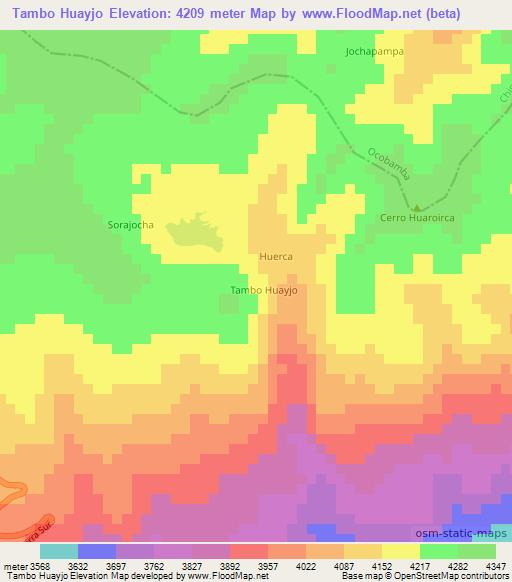 Tambo Huayjo,Peru Elevation Map