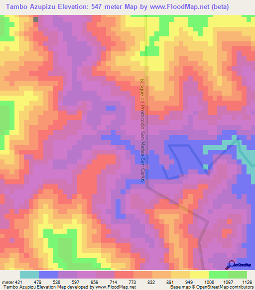 Tambo Azupizu,Peru Elevation Map