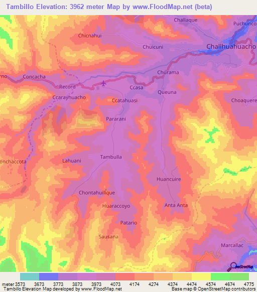 Tambillo,Peru Elevation Map