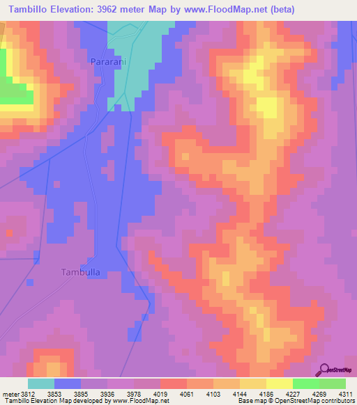 Tambillo,Peru Elevation Map
