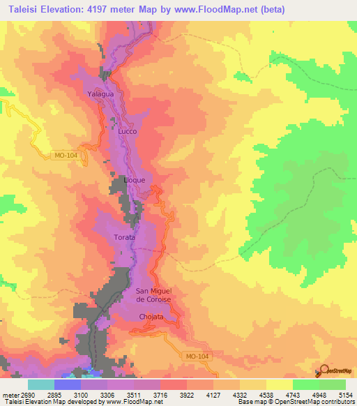 Taleisi,Peru Elevation Map