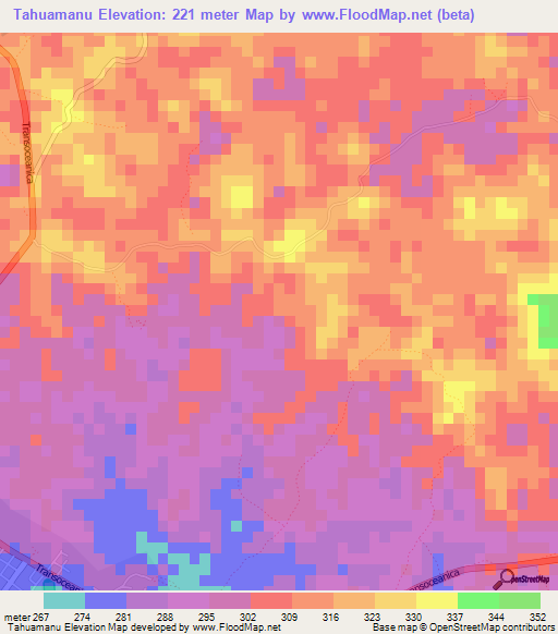 Tahuamanu,Peru Elevation Map