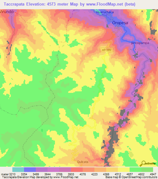 Taccrapata,Peru Elevation Map