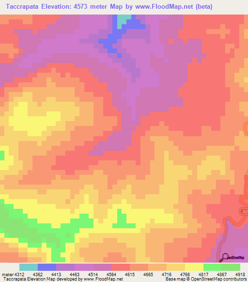 Taccrapata,Peru Elevation Map