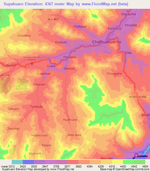 Supahuaro,Peru Elevation Map