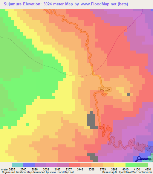 Sujamure,Peru Elevation Map