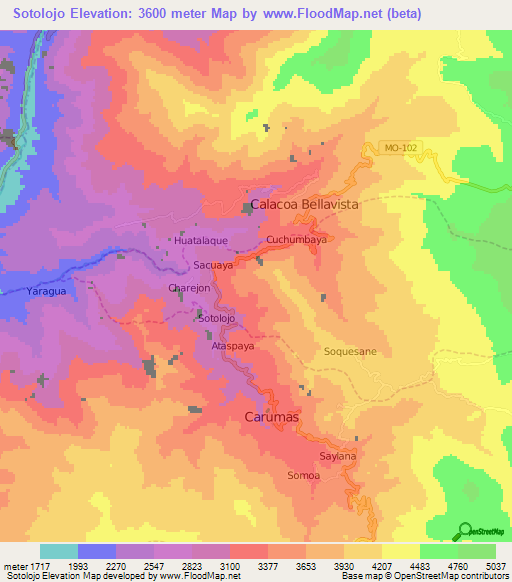 Sotolojo,Peru Elevation Map