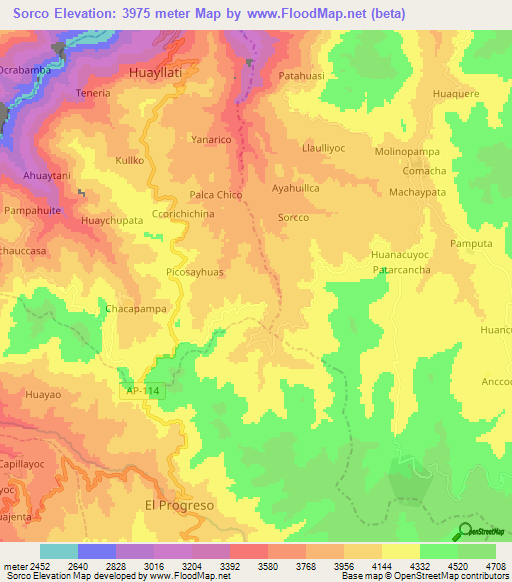 Sorco,Peru Elevation Map