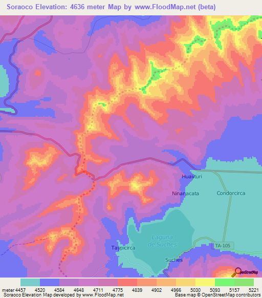 Soraoco,Peru Elevation Map
