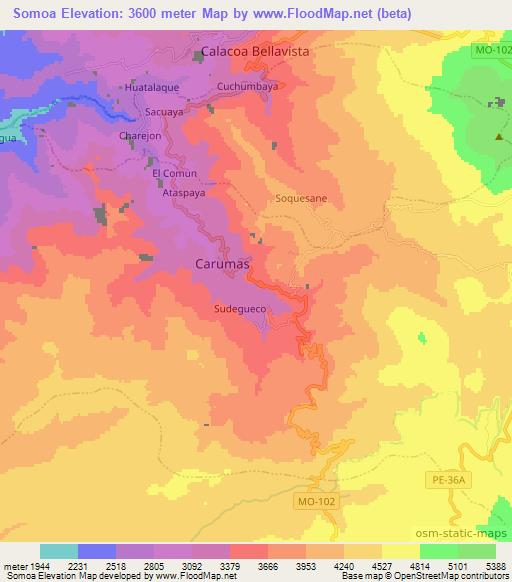 Somoa,Peru Elevation Map