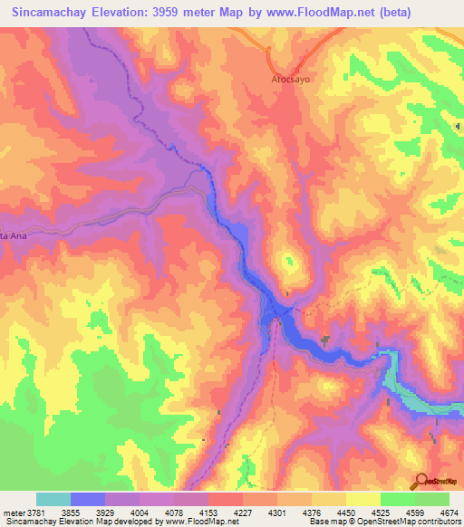 Sincamachay,Peru Elevation Map