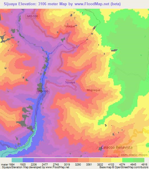 Sijuaya,Peru Elevation Map
