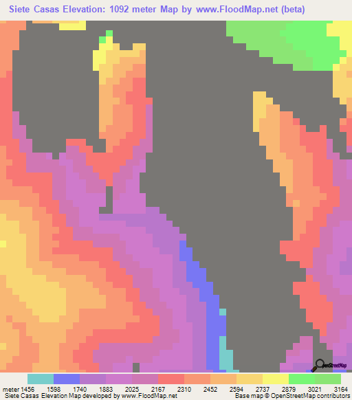 Siete Casas,Peru Elevation Map