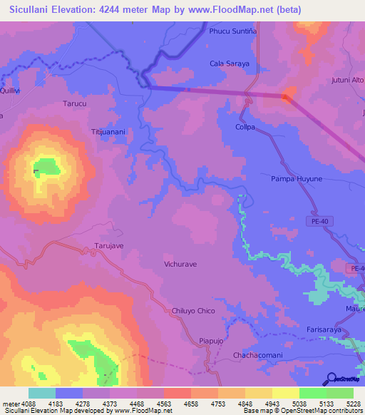 Sicullani,Peru Elevation Map