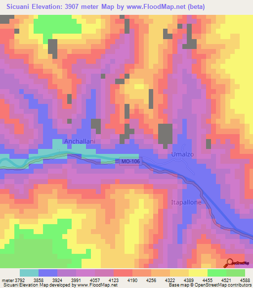 Sicuani,Peru Elevation Map