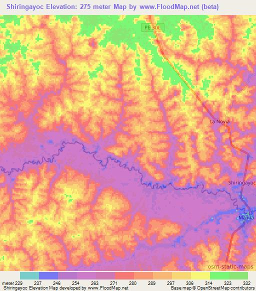 Shiringayoc,Peru Elevation Map