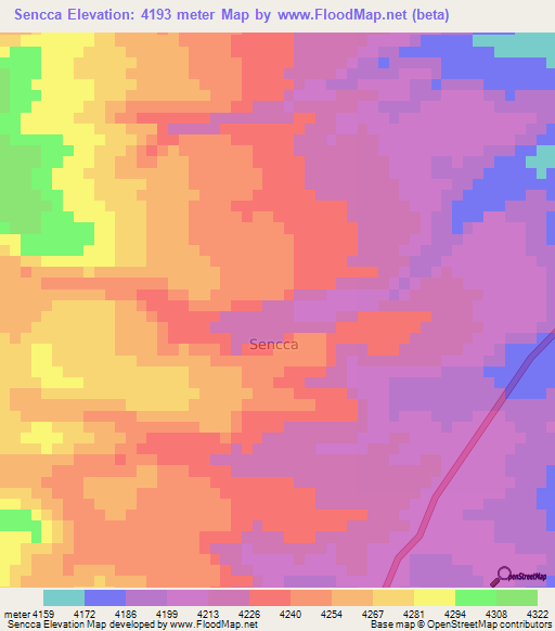 Sencca,Peru Elevation Map