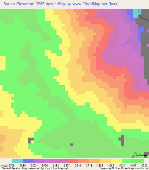 Sauso,Peru Elevation Map