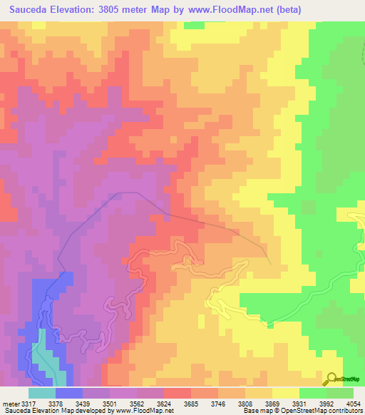 Sauceda,Peru Elevation Map