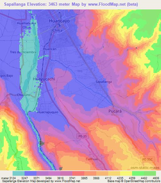 Sapallanga,Peru Elevation Map