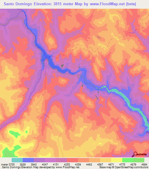 Santo Domingo,Peru Elevation Map