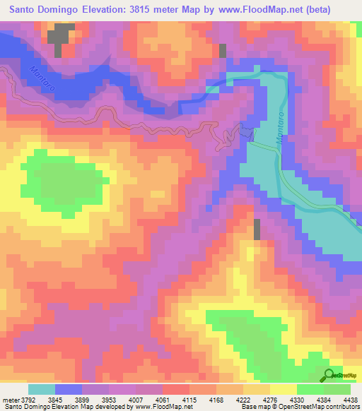 Santo Domingo,Peru Elevation Map