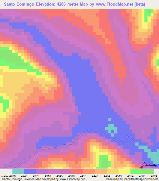 Santo Domingo,Peru Elevation Map