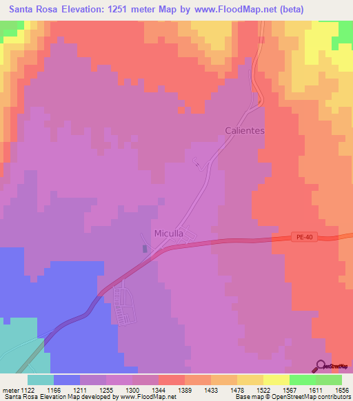 Santa Rosa,Peru Elevation Map