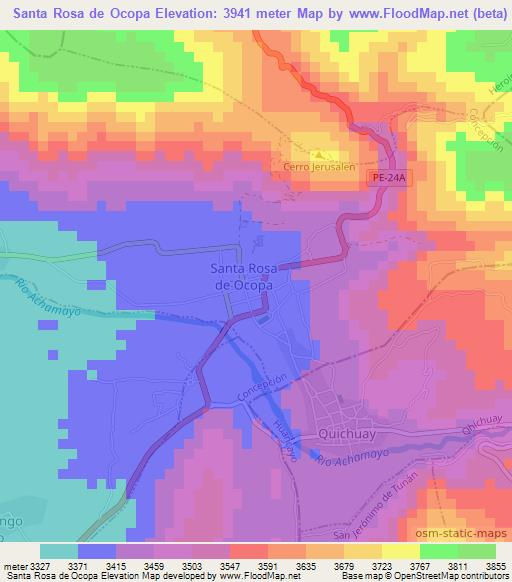 Santa Rosa de Ocopa,Peru Elevation Map