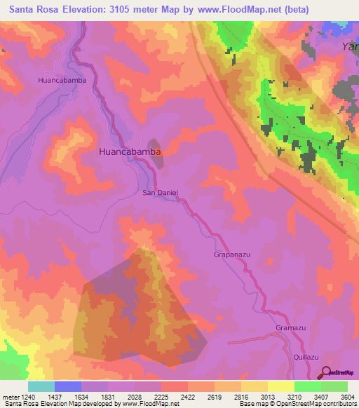 Santa Rosa,Peru Elevation Map