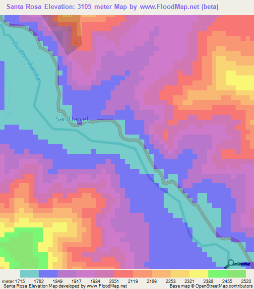 Santa Rosa,Peru Elevation Map