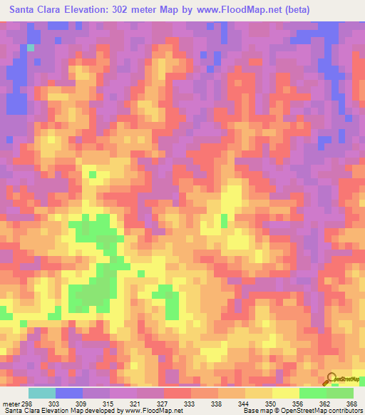 Santa Clara,Peru Elevation Map